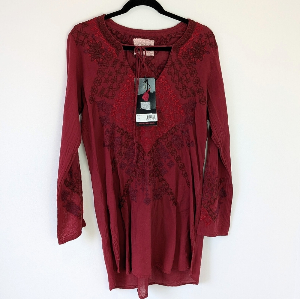 NEW Johnny Was Biya Embroidered Tunic Top Size S Boho